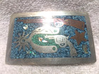 Embedded Turquoise Corel Pistol Rifle Spur Star Western Buckle Mexico Vintage   