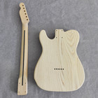 Diy Electric Tele Guitar Kit Single F Hole Ash Wood Body Maple Neck Finger Hh Pk