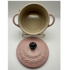 Le Creuset Pink Fleur Embossed Stoneware Mini Cocotte Round Casserole 21-31 Nwot