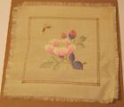 Set Of 3 Gorgeous Antique Hand Embroidered Silk Flower Squares Japan   