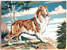  2  Vintage Collie Dogs Paint By Number 18x24 Paintings Unframed - Great Colors