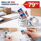 100 Usps Forever Stamps Roll 2024 Flag Coil First Class Postage Bulk Fast Ship