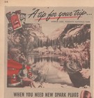 1946 Auto Lite Spark Plugs Vintage Print Ad Mid Century Auto Travel Yosemite Ca