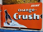 Vintage Orange Crush Porcelain Sign 20  Old Flange Soda Cola Beverage Drink Food