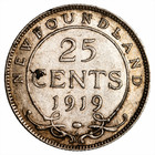 1919 Newfoundland 25 Cents George V Km 17 5 8g  925 Silver 5 39g Asw