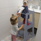 2-in-1 Step Stool   Learning Tower For Kids With Safety Rail  Gray