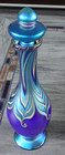 7 5  Blue Aurene Steven Lundberg Art Glass Pulled Feather Perfume Scent Bottle