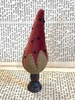 Vintage Velvet And Felt Strawberry Shaped Pin Cushion On Wooden Stand  5     