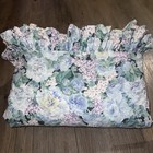 Vintage Eileen West Queen Size Duvet Delphinium Floral Ruffle Rare Hydrangea Euc