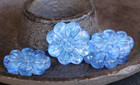 4 Czech Glass Flower Bead - 18mm Large Flower Bead - Sapphire Aurora Borealis
