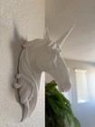 3d Printed Unicorn Head  Hanging Wall Art Display  White  4x4 5x9 5 Inches