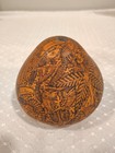 Hand Carved Gourd Peru Beautiful Pre Owned Signed By Artist Hight 3 5 