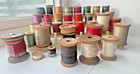 Vintage Lot 34 All Wooden Spools Sewing Thread   Bobbin   Retro Storage Riser