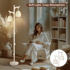 Scenekoy 68    Rustic Rattan Tree Floor Lamp  Dimmable  Washed White