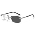 Photochromic Progressive Multifocal Rimless Reading Glasses Blue Light Blocking