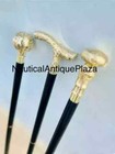 Antique Vintage Designer Brass Handles Victorian Wooden Cane Stick Lot Of 3 Gift