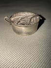 Vintage Peruvian Sterling Silver Small Round Filigree Pill Box With Hinged Lid