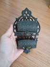 Vintage Cast Iron Wall Match Holder Ornate Decorative Match Safe