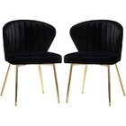 Velvet Dining Chairs Set Of 2  Modern Dining Chair With Golden Metal L
