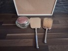 Vintage 3 Piece Pink And Chrome Dressing Table Set  1960s