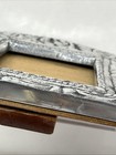 Vtg Pewter Picture Frame Wood Backing Ornate Made In Mexico Thick 3x4 Photo