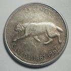 1967 Canada Confederation Centennial Silver 25 Cents Lynx Quarter