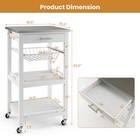 Costway Rolling Kitchen Trolley Cart Stainless Home W storage Basket Drawers
