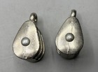2 New Old Stock Chrome Plated   Brass Small Double Pulleys Marine Nautical 2 