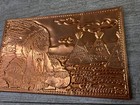 Vintage Kopper Kard Co  Engraved Copper Plaque Native American Chief Tipi Scene