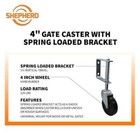 4 Inch Spring Loaded Gate Caster Rubber Wheel 125 Lb Wood Or Chain Link Fences