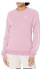 Adidas Womens Essentials 3-stripes Fleece Crew Neck Sweatshirt Pink Small Nwt