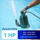 Aquastrong 1 Hp Sump Pump 4500 Gph For Basement Pool With 10ft Cord