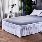 Solid Color Elastic Bed Ruffles Bed Skirt Wrap Around Style Easy Fit 15 In Drop