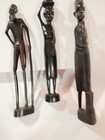 Vintage African Hand-carved Ebony Wood Sculpture Figurine Lot  set Of 3 