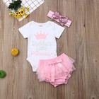3pcs Newborn Baby Girl Outfits Clothes Romper Tutu Dress Jumpsuit Bodysuit Set