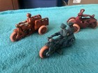 Vintage Cast Iron Motorcycles Lot Of 4 - Hubley 