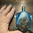 Blue Art Epoxy Turtle Figurine Reptile Animal Statue Decor Collectible