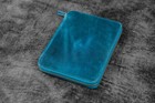 Galen Leather Zippered A5 Notebook Folio In Crazy Horse Ocean Blue - New