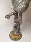 Rare 1989 Fellowship Foundry Dragon Hammered Pewter Goblet Chalice Crystal Orb 