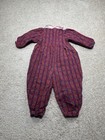 Vintage Baby Bgosh Oshkosh Romper Girls Plaid Bear 24 Months Red Apples