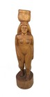 Vintage 1950s Papua New Guinea Vintage Wood Carving Woman Carrying Basket Carved
