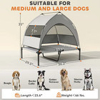 Elevated Dog Bed With Removable Canopy  Portable Outside Raised Pet Cot With Coo
