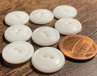 Set Of 8 Vintage Glossy Off-white Plastic 2-hole Buttons Almost 5 8  15mm 17487