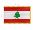 Lebanon Golden Fringe Flag 3x5ft The Lebanese Republic Fringy Banner 200d Nylon