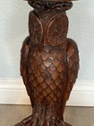Amazing Vintage antique  Carved Solid Wooden Owl Table With Swivel Top 22  Tall