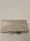 Old Vtg Metal Silver Tone Hinged Pill Box W Schedule Made In Japan Woman W Kids