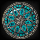 Moroccan Fez Hand Painted Ceramic Silver Nickel Tone Filigree Wall Plate 10 