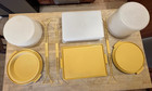 3 Vtg Mcm Harvest Gold Tupperware Cake Pie Takers W removable Handles
