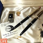 Vintage Watermans Pen   Pencil Set W  Cufflinks Money Clip Tie Clip 24k Gp