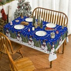 Christmas Tablecloth 60x60 Square Snowman Trees Winter Holiday Polyester